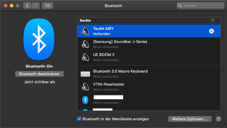 Blockbeitrag Bluetooth MacOS Settings 2